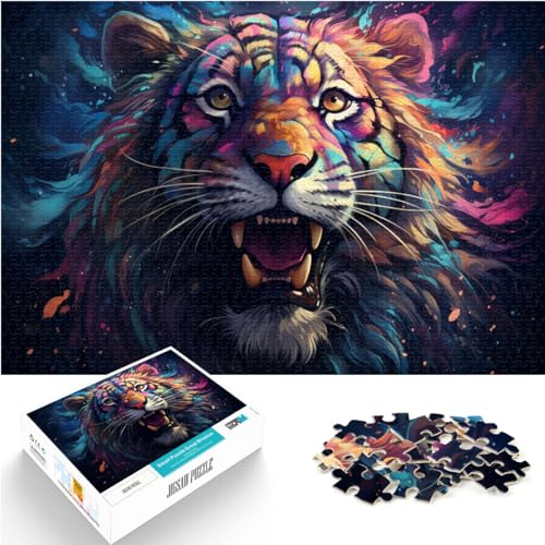 Puzzles Bunter Tiertiger 1000-teiliges Puzzlespiel Holzpuzzle Familienspiel zum Stressabbau Schwieriges Herausforderungspuzzle 1000 Teile (50 x 75 cm)