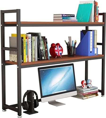 QYZUJIKL Schreibtisch-Bücherregal, erweiterbarer Schreibtisch-Aufbewahrungs-Organizer, verstellbare Bücherregal-Schreibtisch-Racks, Schreibtisch-Bücherregal für Computer-Schreibtisch, Holz/Metall