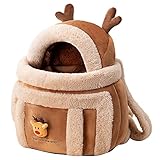 bnsggl Tragetasche Rucksack Tragetasche Hunde Reisetasche Winter Outdoor Tragetaschen Plüsch Rentier Tasche Handwärmern