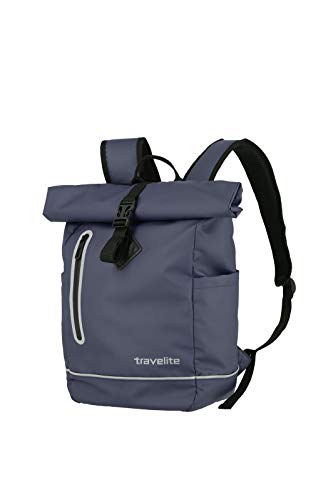 Travelite Handgepäck Rucksack aus wasserfestem Material, Gepäck Serie BASICS Roll-Up Rucksack Plane: Praktischer Daypack mit Roll-Up Funktion, 096314-20, 48 cm, 19 Liter, marine (blau)