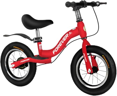 14/16/18 Zoll Laufrad mit Handbremsen/Fußstütze, Geschenk für große Kinder/Erwachsene/Jungen/Mädchen, Verstellbarer Lenker/Sitz ohne Pedal, Kleinkind-Lauffahrrad, unterstützt 60 kg, Rot, 12