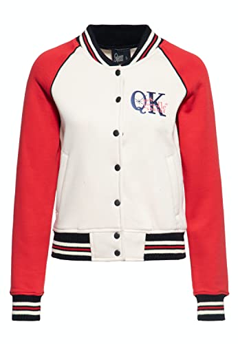 Queen Kerosin Damen College Sweatjacke | Stickerei | Regular Fit | Retro | Vintage Style | Sweat Jacke | Baseball Jacke | Rockabella | 50S Poodle Lounge