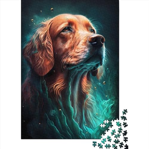 Kunstpuzzle für Erwachsene 1000 Teile Golden Retriever Hund für Erwachsene 1000-teiliges Puzzlespiel Spielzeug für Erwachsene Familienpuzzle Geschenk 75x50cm