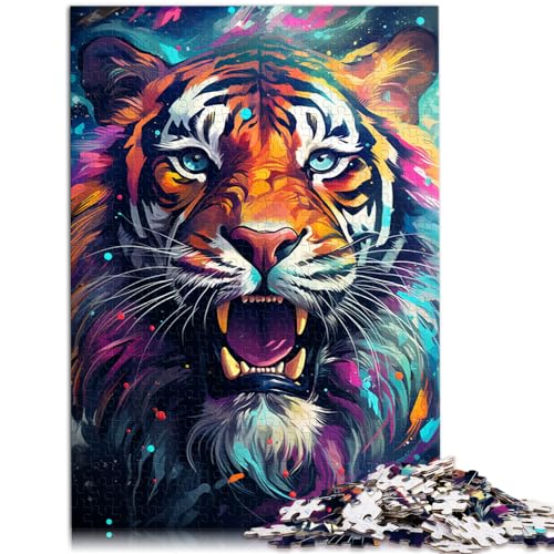 Puzzles als Geschenke, majestätisches Gemälde eines Tigers, 1000 Teile, Puzzles für Erwachsene, Holzpuzzles, Heimdekoration, 1000 Teile (50 x 75 cm)