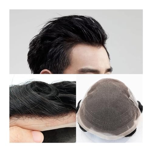 Herren Haarteil Herren-Toupet, gebleichte Knoten, Toupet for Männer, Haarsystem, europäisches Echthaarteil, Schweizer Spitze, Haarersatzsystem, Lace Front Toupet für Männer