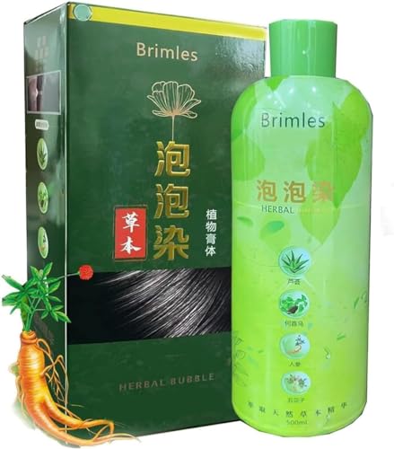 Brimless Shampoo,Brimless Herbal Shampoo,Plant Bubble Hair Dye Shampoo,Bubble Shampoo for Gray Hair (Brown Black)