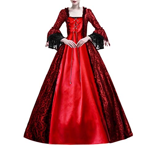 Kleid Mittelalter Damen Halloween Festlich Cosplay Karneval Halloween Kostüm Halloween Front Lace Up Kostüme Mittelalter Faire Gothic Kleid Steampunk Spitzenkleid Ärmellose High-Low Saum Gothic K