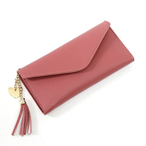 NEWNAN Damen-Geldbörsen, Reißverschluss-Geldbörsen, Langer Abschnitt, Clutch-Geldbörse, weiche PU-Leder-Geldtasche (Farbe: Rot, Größe: 9 x 19 cm)