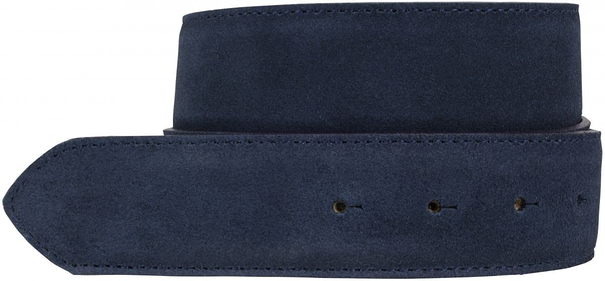 BELTINGER Gürtel aus Veloursleder ohne Schnalle 4 cm | Velour-Ledergürtel für Damen Herren 40mm | Wildleder-Gürtel 4cm | Marine 115cm