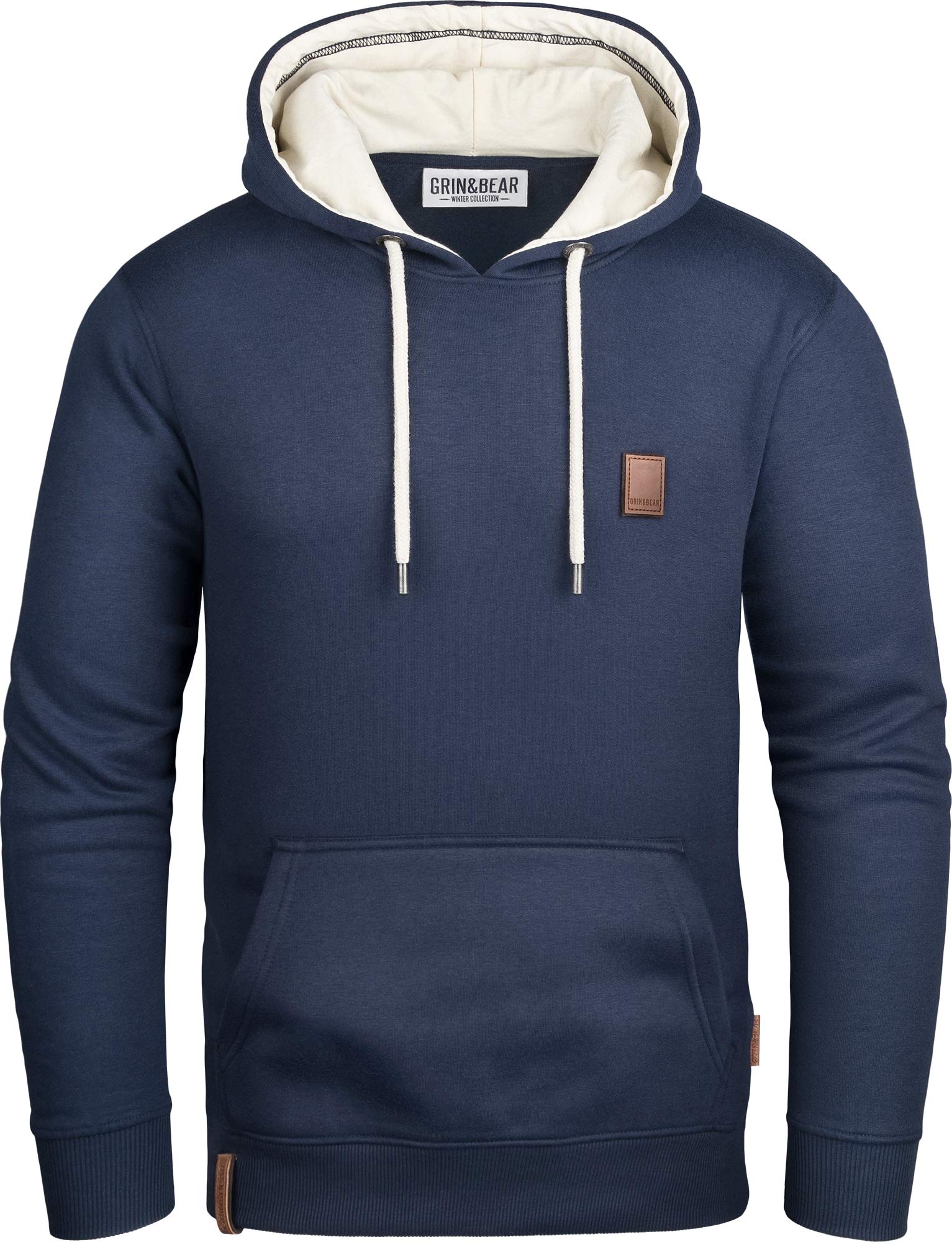 Grin&Bear Herren Kapuzenpullover mit Kontrast Kapuze Navy, XL, GEC475