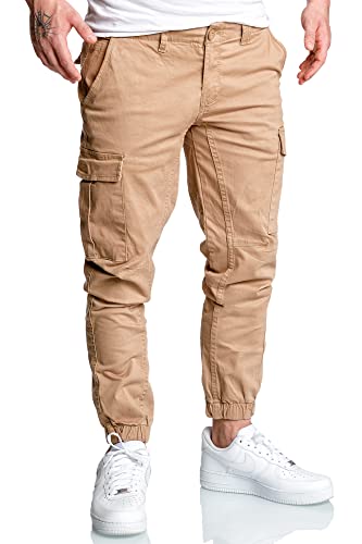 Amaci&Sons Jogger Cargo Herren Chino Jeans Hose 7022 Beige W31