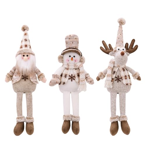 Zkydhbd Hängende Beinfiguren Für Den Weihnachtsbaum Einziehbarer Weihnachtsmann/Schneemann/Hirsch Ornament Festival Wand Und Türdekoration