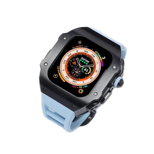 OPKDE Mod Kit Titan-Metallgehäuse + Fluorkautschukband für Apple Watch Ultra 49 mm, Sport-Lünette aus Fluorebber für iWatch Ultra, For 49mm, Achat