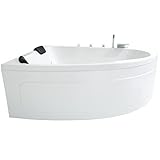 Basera® Classic Indoor Eck-Whirlpool Badewanne Guam für 2 Personen mit 25 Massagedüsen, Wasserfall, LED-Ambiente, Touchpanel, Bluetooth und Radio (Guam links)