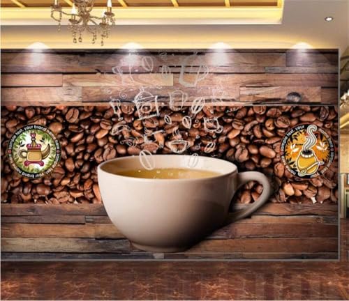 Kaffeebohne Braun Kaffee Landhausdiele 3D Tapete Poster Restaurant Schlafzimmer Wohnzimmer Sofa TV Dekorative Wand-200cm×140cm