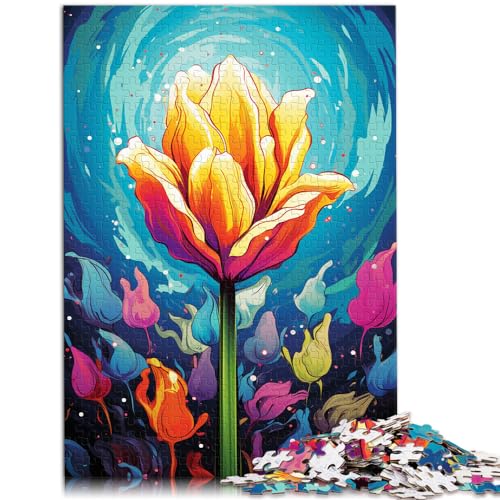 Puzzles Geschenke Spielzeug Bunte psychedelische Tulpen Puzzle für Erwachsene 1000 Teile Holzpuzzle Dekomprimierendes geistiges Lernspielzeug 1000 Teile (50 x 75 cm)