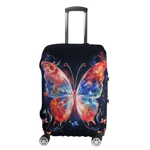 CSGJMYGS Reisegepäckabdeckung, elastisch, waschbar, modisch, kratzfest, niedlicher Panda-Koffer-Schutz, passend für 45,7 - 81,3 cm Gepäck, Musica Butterfly, XL