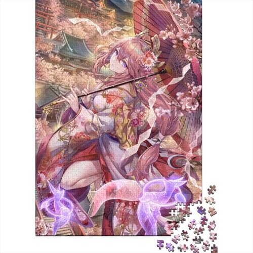 Genshin Impact Yae Miko Holzpuzzle für Erwachsene und Teenager. Erwachsenenpuzzle 1000 Teile ganze Familie und die (Größe 75x50cm)