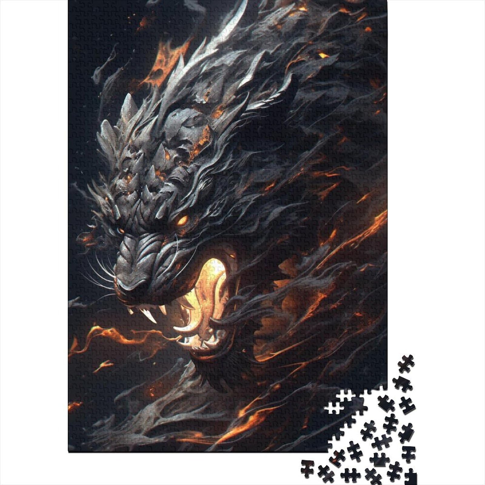 Lava Night Tigers Holzpuzzle für Erwachsene, Puzzlespielzeug, 1000 Puzzles für Erwachsene, 1000 Teile, interessante Puzzles zur Stressreduzierung (Größe 75x50cm)