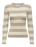 JdY Damen JDYPLUM L/S O-Neck Pullover KNT NOOS Strickpullover, Humus/Stripes:Birch, M