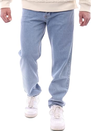 Reslad Jeans Herren Loose Fit l Herrenhose mit Knopfleiste l lässige Männer-Jeanshose RS-2105 Hellblau W38 / L32