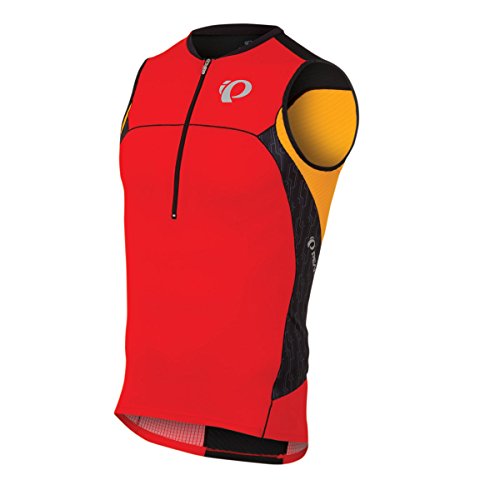 PEARL IZUMI Elite Inrcool Tri ärmelloses Trikot für Herren, Fiery Red/Black Turnout, Größe M