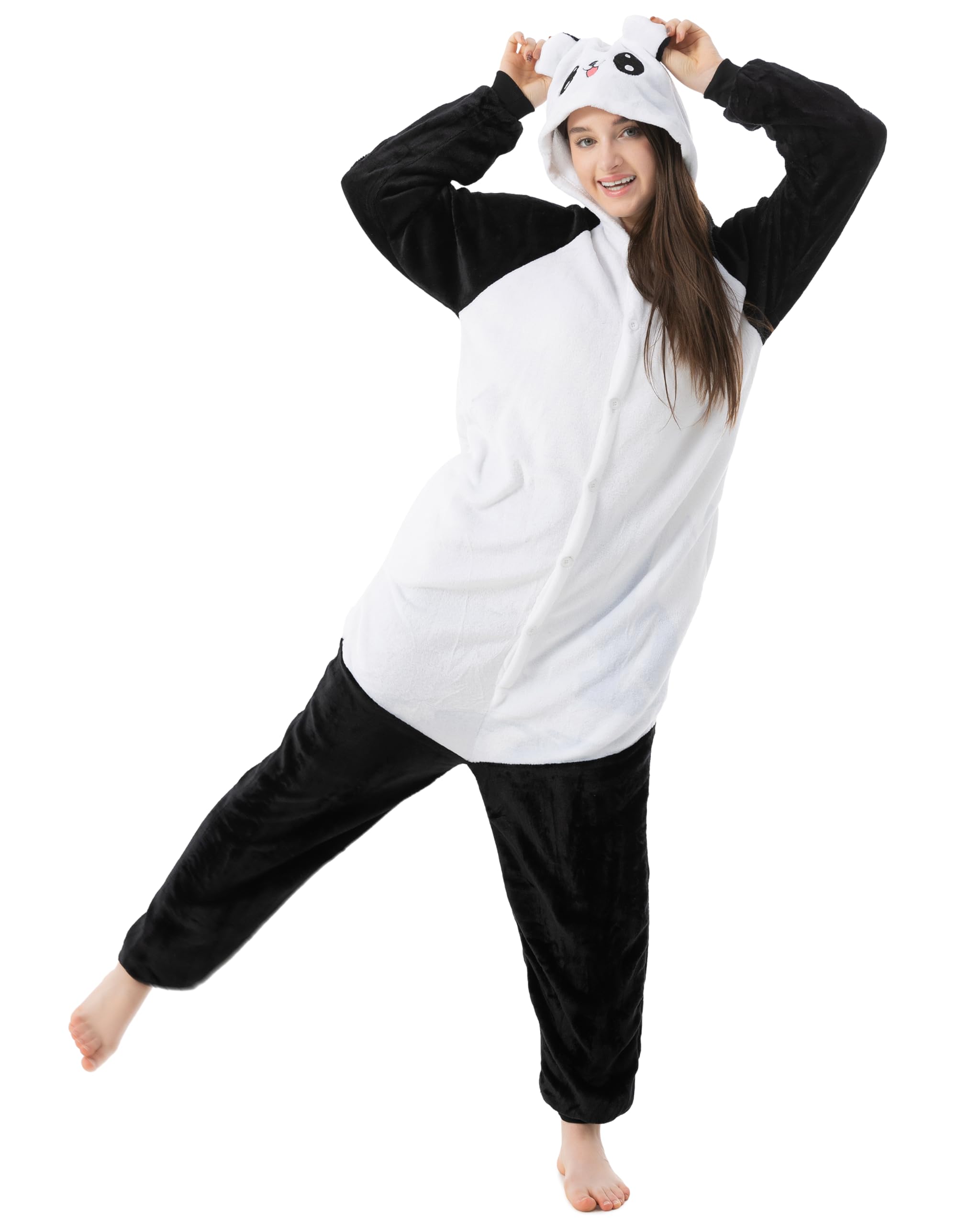 Katara 1744 - Panda süß Kostüm-Anzug Onesie/Jumpsuit Einteiler Body für Erwachsene Damen Herren als Pyjama oder Schlafanzug Unisex - viele Verschiedene Tiere