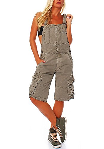 Jet Lag Damen Overall Shorts mit Brusttasche Cement XL