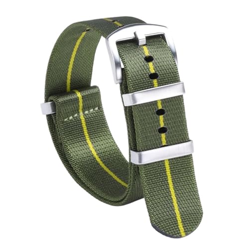 THBGTCNQ 18 mm, 20 mm, 22 mm, Nylon-Uhrenarmband for traditionelle Uhren, sportliches wasserdichtes Armband, Schnellwechsel-Uhrenzubehör(Green Yellow,18mm)