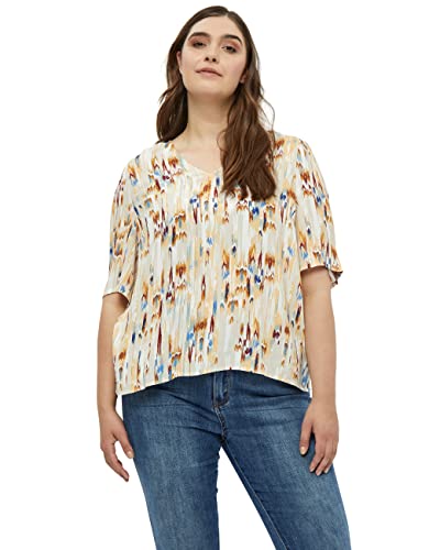 Peppercorn Damen Mahagoni Bluse mit V-Ausschnitt, 2105P Feather Gray Print, XS