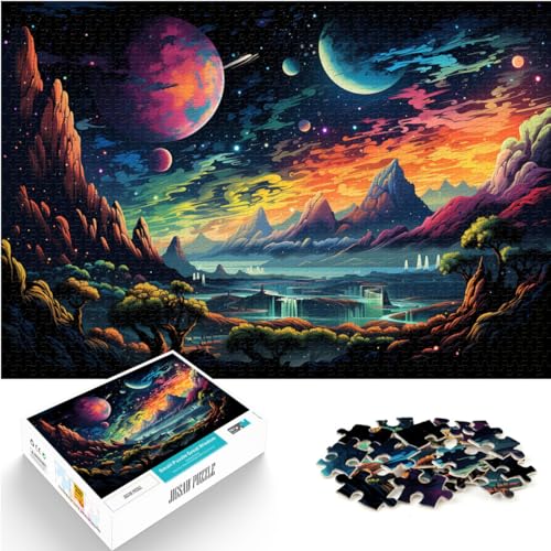 Puzzle, Lernspiele, ein farbenfrohes psychedelisches Universum vor, 1000 große Teile, Puzzle für Erwachsene, Holzpuzzle, Spielzeug, Wanddekoration, 1000 Teile (50 x 75 cm)