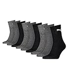 PUMA unisex Sportsocken Tennissocken Kurzschaft Short Crew 231011001 9 Paar, Farbe:Grau, Menge:9 Paar (3x 3er Pack), Größe:43-46, Artikel:-207 anthracite/grey