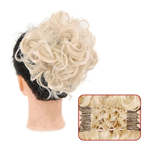 Bun Haarteile Clip-in-Pferdeschwanz, lockiges Chignon-Haarteil for Hochzeiten, unordentliches Dutt-Haarteil, synthetischer, unordentlicher Haarknoten, Pferdeschwanz-Verlängerung, Hochsteckfrisur-Kämme