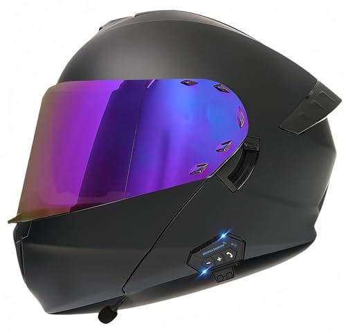 Modularer Integrierter Bluetooth-Motorradhelm, ECE-Zugelassener Herren-Rollerhelm, Integrierter Motorradhelm Mit Doppelvisier, Für Erwachsene Männer Und Frauen J,M57-58CM