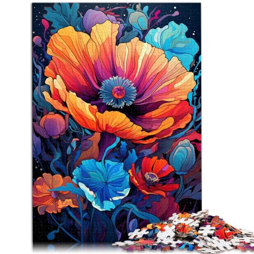 Puzzle-Geschenk, psychedelische Malerei, Mohnblumen, 1000 Teile, Puzzle für Erwachsene, Holzpuzzle zum Stressabbau, schwierige Herausforderung, 1000 Teile (50 x 75 cm)