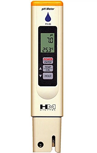 HM Digital PH-80 pH-Messgerät, wasserbeständig, mit ATC, für Hydrokulturen, Gartenarbeit, Aquarien, Riff, Pools, Spas, Wasseraufbereitung, Trinkwasser