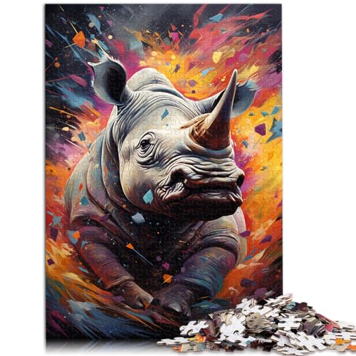 Puzzle zum Zeichnen von Nashorn-Tierpuzzles | Puzzles mit 1000 Teilen für Erwachsene, Holzpuzzle, anspruchsvolles, schwieriges Puzzle, 1000 Teile (50 x 75 cm)