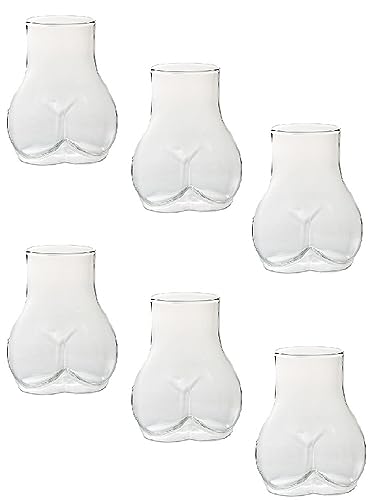 1/4/6 Stück körperförmige Glasbecher – lustige Hintern-Form, Biergläser, Arsch, Cocktailglas, klarer Saft, Tee, Kaffeetasse, Whisky-Becher, kreativer Hintern-Becher für Zuhause, Bar, Party, 450 l