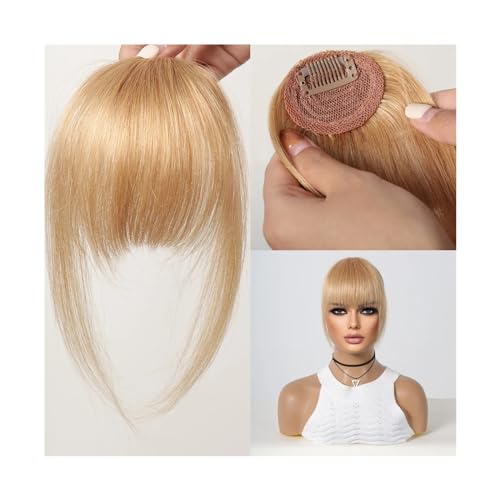 Zhaoj24-05 Pony Extension für Damen Clip-in-Pony, Remy-Echthaar, Wispy-Bang-Verlängerung, Fransen mit Schläfen, Blondes Glonde-Haarteil for Frauen, Clip-on-Air-Bang, 4,5 Zoll Fringe Bangs(HLH1004-4)