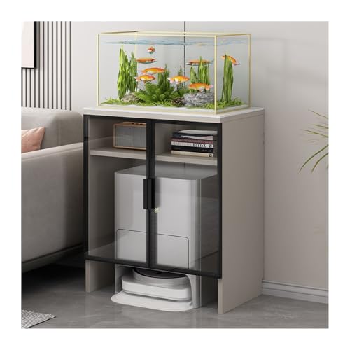 FUHAI-666 Kehrroboter-Lagerregal, Wohnzimmerregale, einfaches, tragendes Aquariumregal, neuer chinesischer Aquariumschrank, Blumenständer(Khaki,90x30x80.6cm)