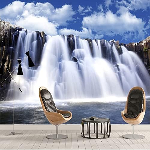 XLMING Fließende Wasserfälle Blauer Himmel Und Weiße Wolken Frische Natur Wand 3D Tapete Home Dekoration Wohnzimmer Sofa Schlafzimmer Tv Hintergrund Wand-300cm×210cm