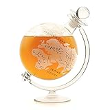 CKB Ltd® Globe Decanter with Cradle Holder & Glass Cork Lid- Hand Blown - GLOBUS Dekanter Schädel Perfekt für Vodka, Obstbrand, Wein, Whiskey, Schnaps, Likö - Hält bis zu 1 Liter