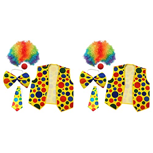 Yangyou 10Er-Pack Clown-Kostüm-Set, Clown-Perücke, Nasenweste für Cheer, Halloween, Cosplay, Partys, Karneval, Verkleidung