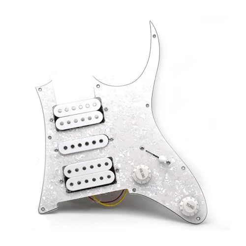 Schlagbrett Tonabnehmer für E Gitarre 11-Loch SSS vorverdrahtetes Gitarren-Schlagbrett ST Keramikmagnetspule - Hot Rails Pickup-Zubehör für E-Gitarren(White)