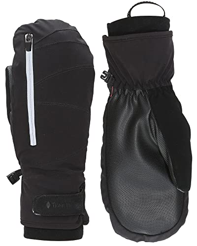 Konvertible Fäustlinge Damen mit Reißverschluss für den Winter von TrailHeads | Laufhandschuhe Damen für den Winter | Thermohandschuhe Winter Damen | Outdoor Handschuhe Damen - Schwarz (Mittel / Groß)