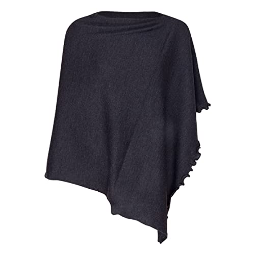 Eagle Products Damen-Strickponcho Helen aus Baumwolle & Kaschmir 70 x 130 cm (anthrazit)