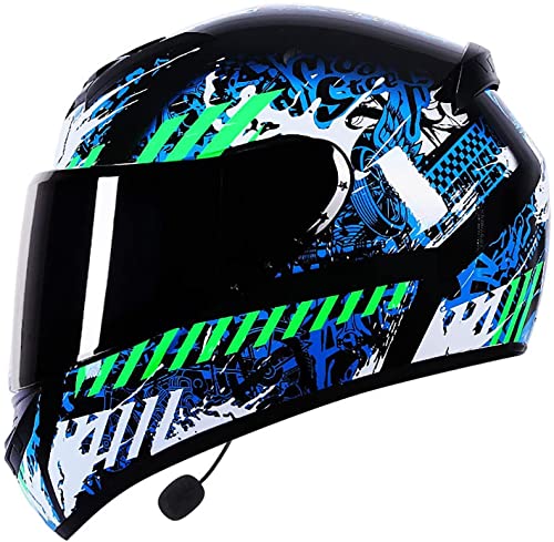 Motorradhelm Helm Klapphelm Integralhelm Integrierter Bluetooth-Helm DOT/ECE Genehmigt Motorrad Full Face Helm Rollerhelm Anti-Fog-visier Sturzhelm Unisex (Color : K, Größe : M=57-58cm)