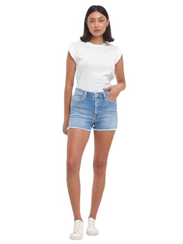 LTB Jeans Damen Jeansshorts Carola - Hotpants mit Reißverschluss und mittlerer Taille hergestellt aus einer Baumwollmischung - Größe L in der Farbe Blau