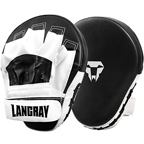 LangRay Handpratzen Kampfsport Boxen, 1 Paar Boxpratzen aus Kunstleder Kickboxen Pratzen für Kinder und Erwachsene MMA Muay Thai Karate