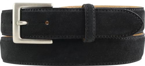 BELTINGER Gürtel aus Veloursleder 3,0 cm | Velour-Ledergürtel für Herren 30mm | Wildleder-Gürtel mit antik-silber Gürtelschließe | Schwarz 110cm